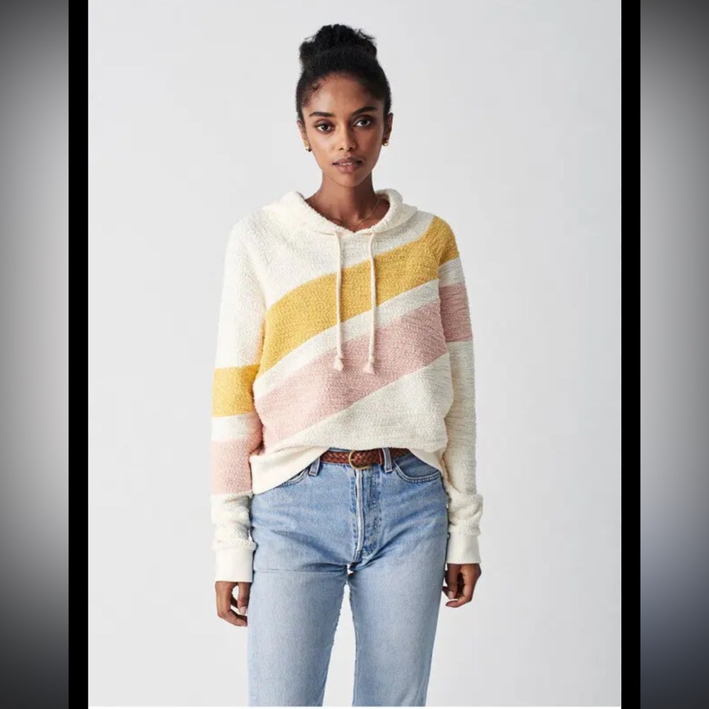 Faherty Women's Striped Sweater in Cream, Yellow, and Pink